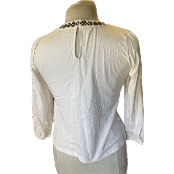 Old Navy Embroidered-Neck Jersey Top Size S Cream Colored - Picture 6 of 6